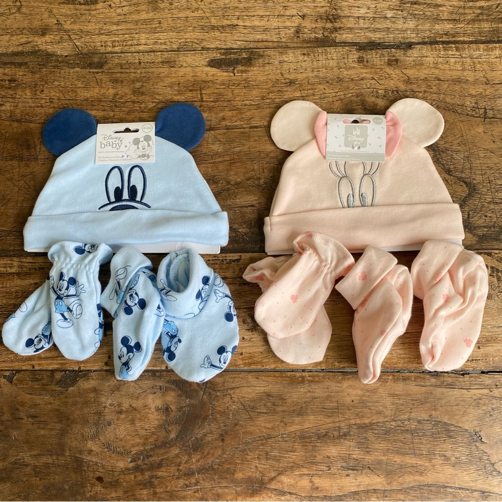 NWT Disney Baby Mickey & Minnie 3-Piece Accessory Sets (0-6M)
